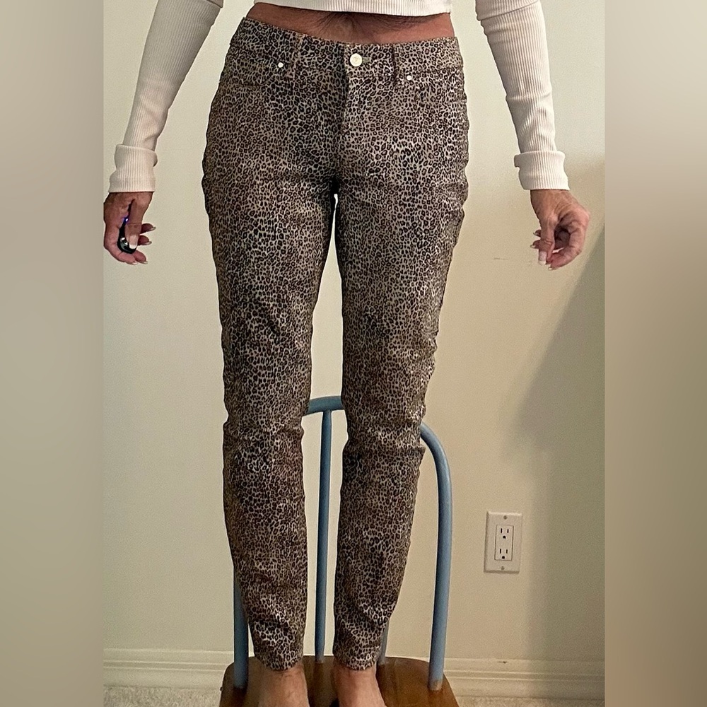 White House Black Market Leopard Print Skinny Jeans